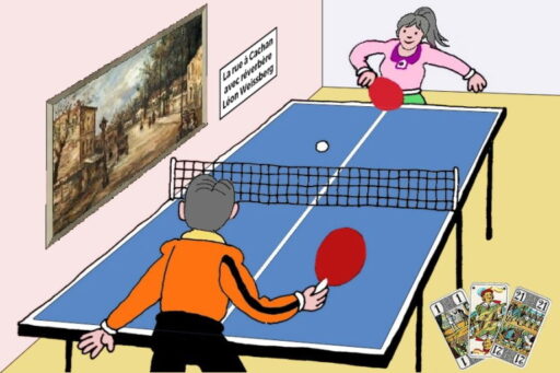 Joueurs de ping-pong, "La rue à Cachan avec réverbère" de Léon Weissberg, Les 3 bouts au tarot